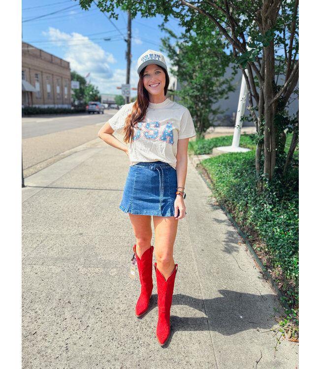 Golden Rose Usa Stars Graphic Tee C078