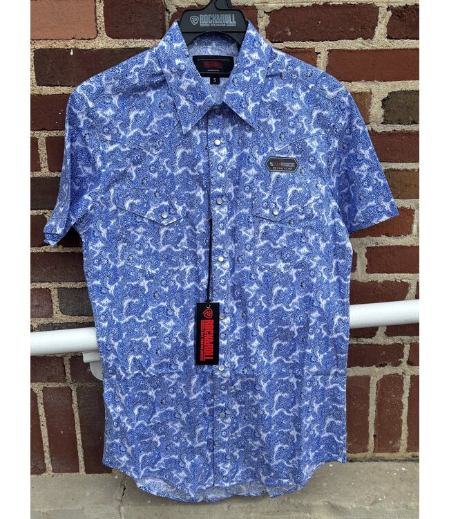 BMN3S06494 Paisley SS Snap Blue