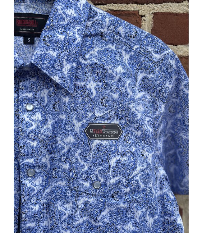 BMN3S06494 Paisley SS Snap Blue