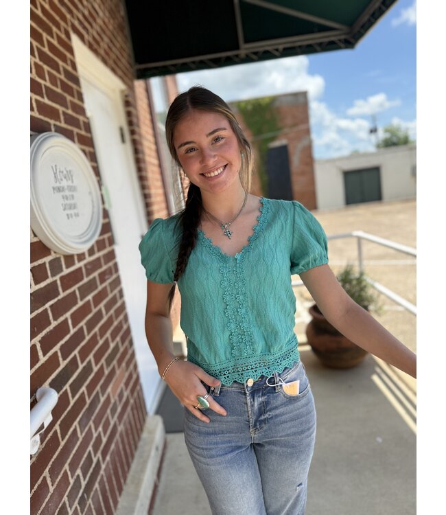 The Emerald Floral Blouse TB8516