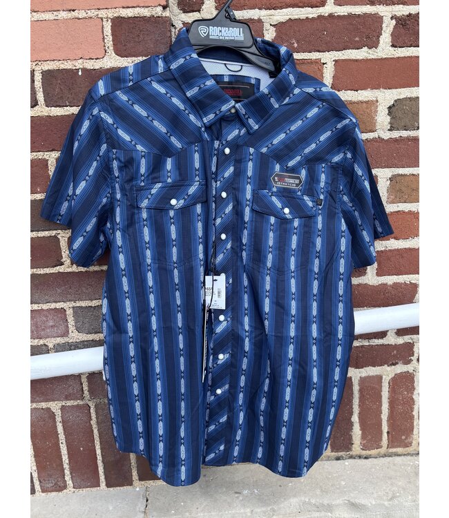 BMN3S07169 Stripe SS Snap Navy