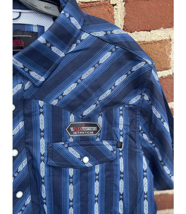 BMN3S07169 Stripe SS Snap Navy