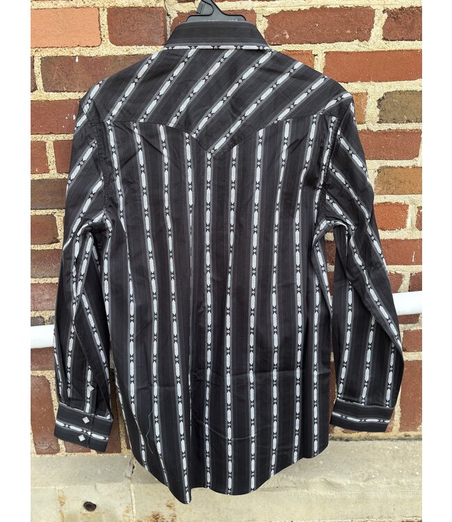 BMN2S07161 Stripe LS Snap Black