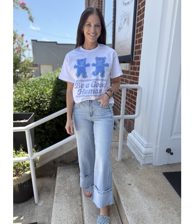 Super High Rise Cuffed Baggy Wide Jeans T6515