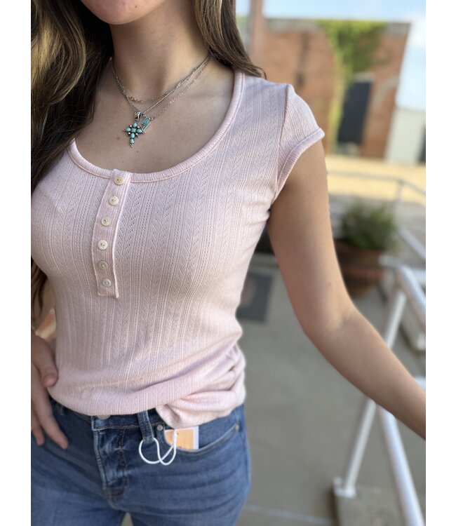 Pointelle Scoop Neck Top T5911