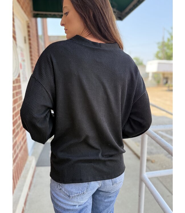 Solid Rib Drop Shoulder Cardi T5745