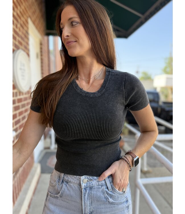 The Eva Top - Charcoal 1034