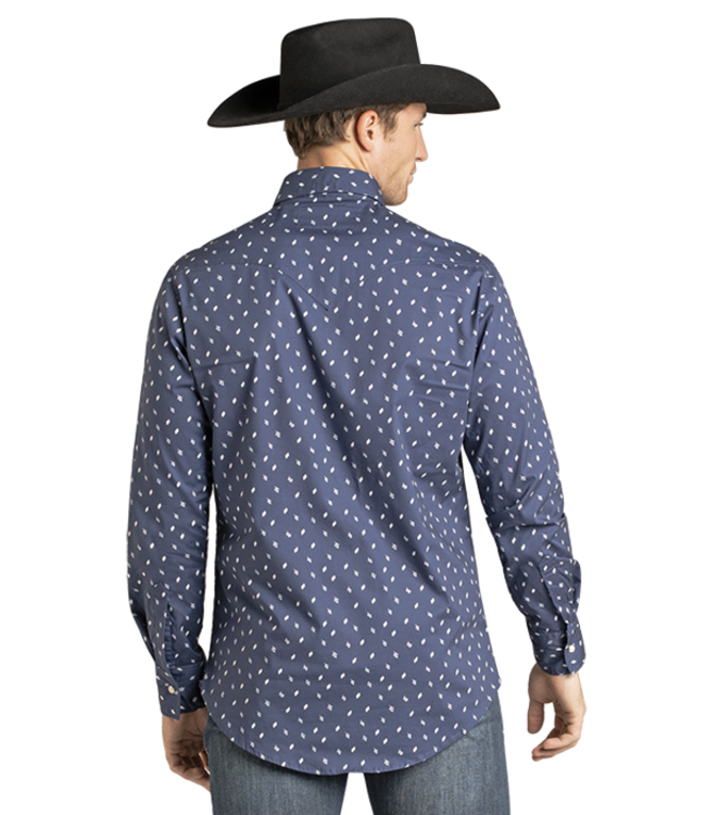 BMN2S07137 Geo Print LS Snap Navy