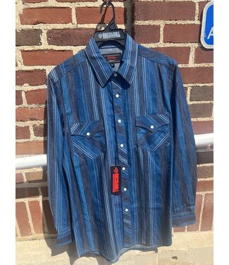Panhandle Slim BMN2S07153 Denim Stripe LS Snap