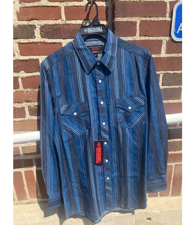 BMN2S07153 Denim Stripe LS Snap