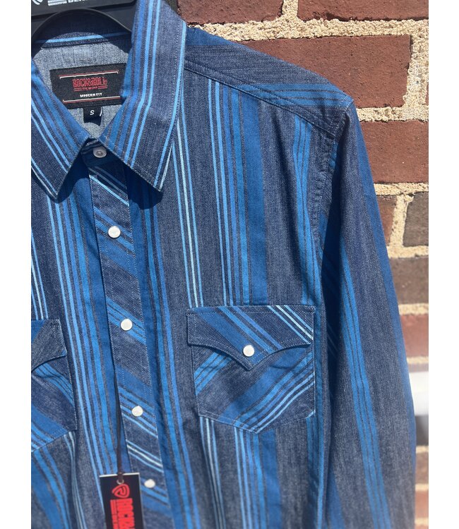 BMN2S07153 Denim Stripe LS Snap