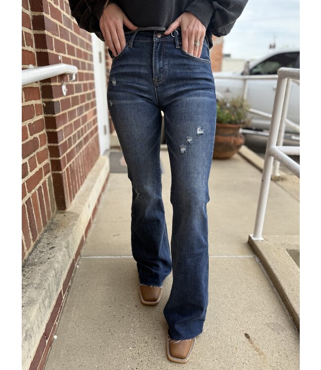 Mid Rise Flare Small Distressed Jeans RDP5366