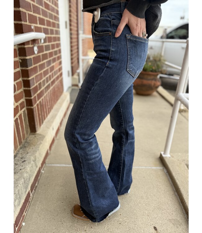 Mid Rise Flare Small Distressed Jeans RDP5366