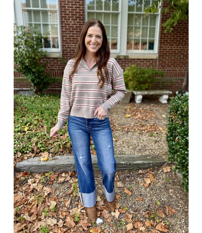 Striped Polo Sweater 65259