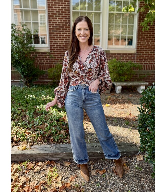 BW52T05217 Knotted Floral Blouse
