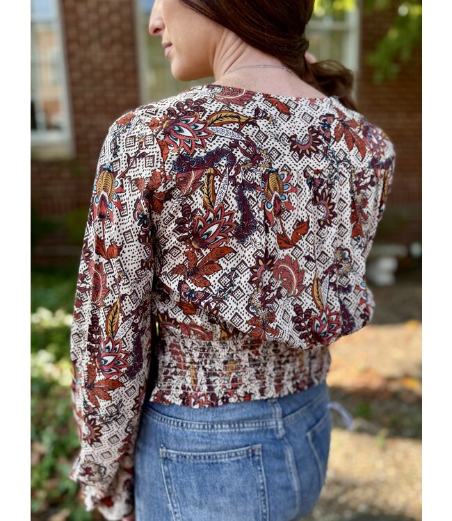 BW52T05217 Knotted Floral Blouse