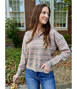 be cool Striped Polo Sweater 65259