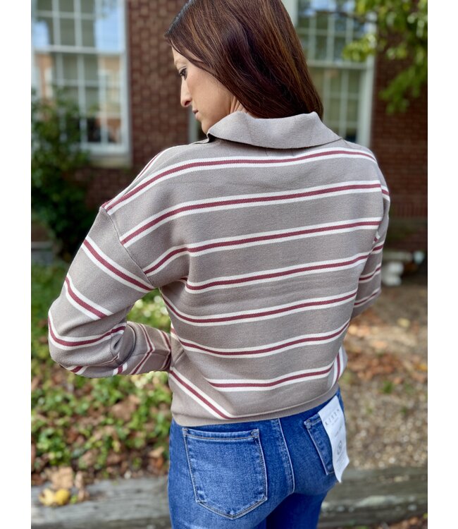 Striped Polo Sweater 65259