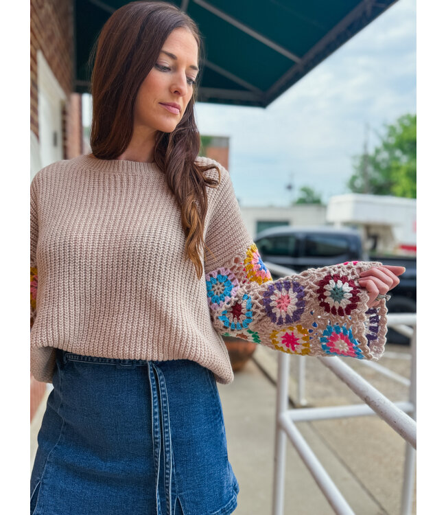The Crochet Sleeve Sweater Top ASW2365