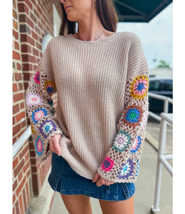 The Crochet Sleeve Sweater Top ASW2365