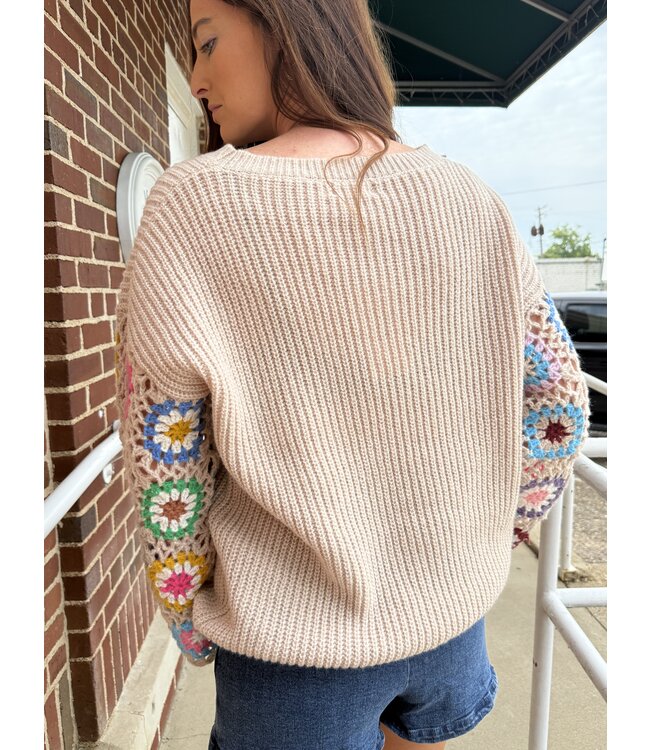 The Crochet Sleeve Sweater Top ASW2365