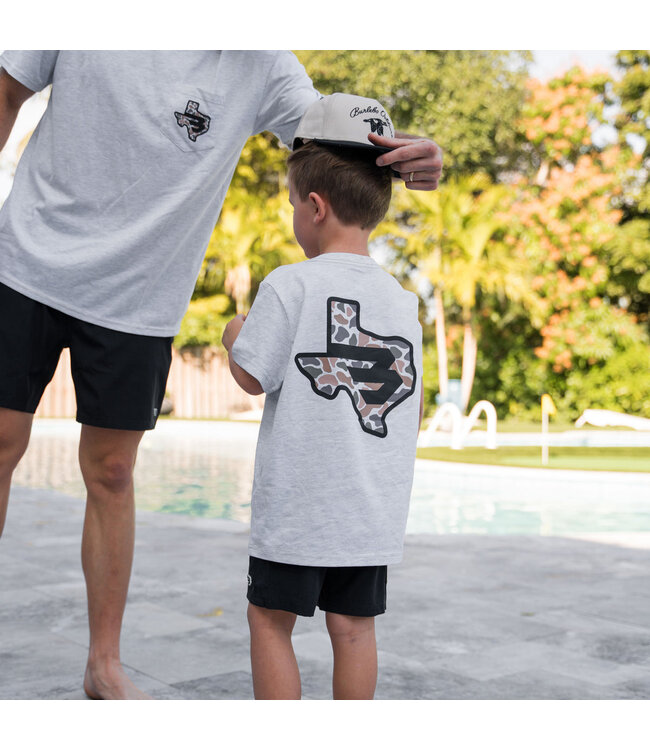 TEXAS CAMO FLYING B YOUTH TEE - SS - ASH GREY