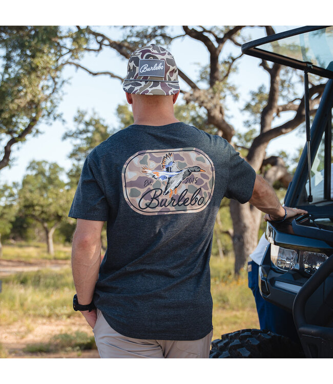 DUCKS FLYING IN TEE- HEATHER BLACK