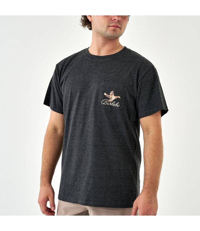DUCKS FLYING IN TEE- HEATHER BLACK
