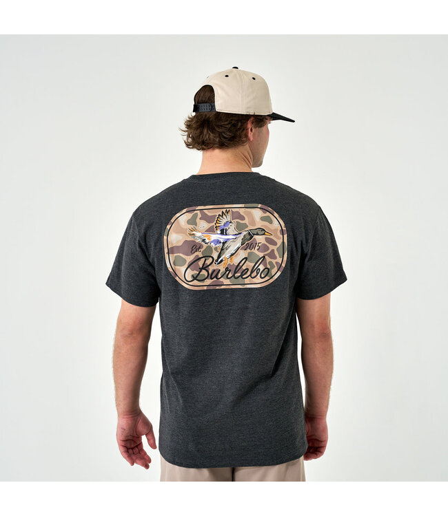 DUCKS FLYING IN TEE- HEATHER BLACK