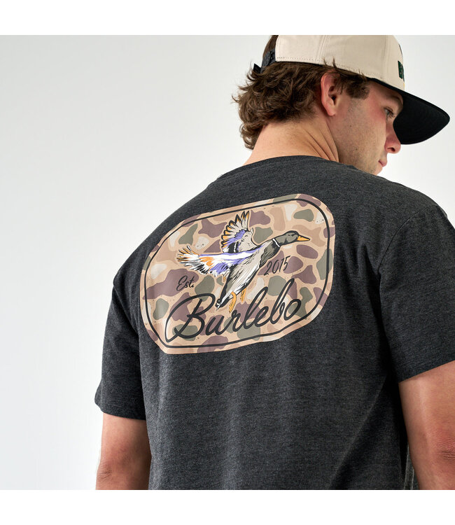 DUCKS FLYING IN TEE- HEATHER BLACK