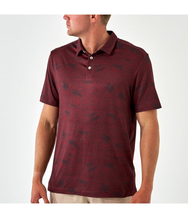 Performance Polo Maroon Texas Camo