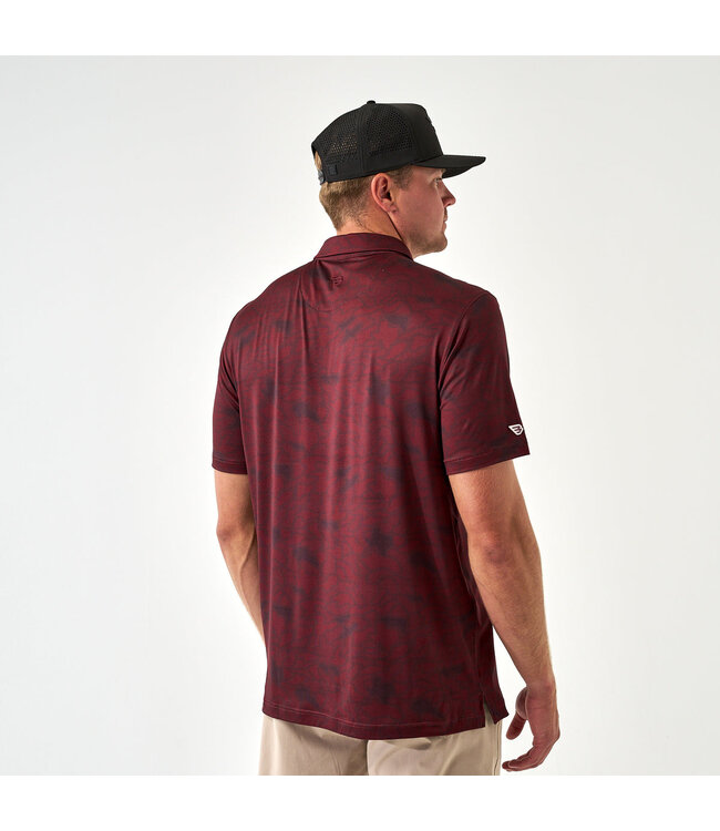 Performance Polo Maroon Texas Camo