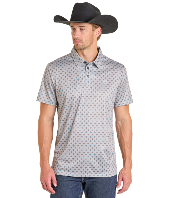 BM51T07278 Geo Print Polo Grey