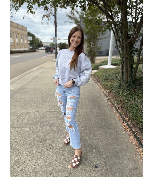 Star Patch Crewneck Sweatshirt F402