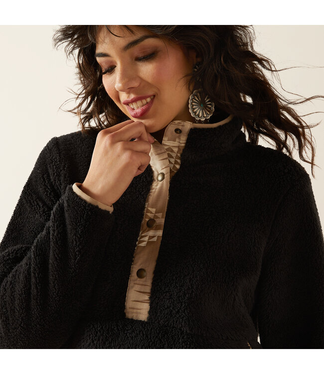 10062612 WMNS BERBER SNAP FRONT SWTSHRT BLACK