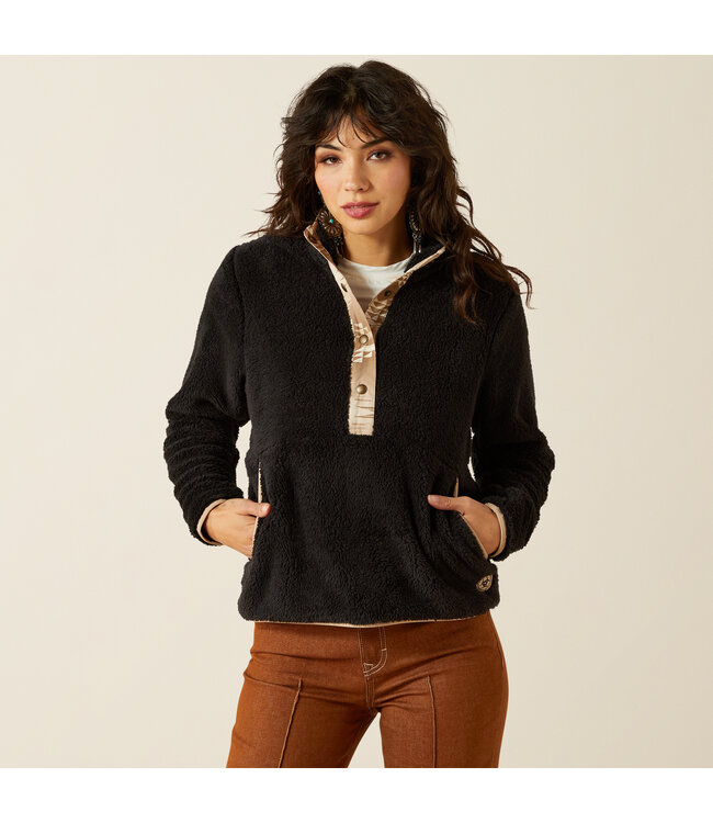 10062612 WMNS BERBER SNAP FRONT SWTSHRT BLACK