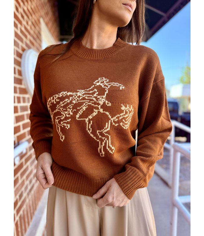 1123723310 Ladies Sweater Rider Brown