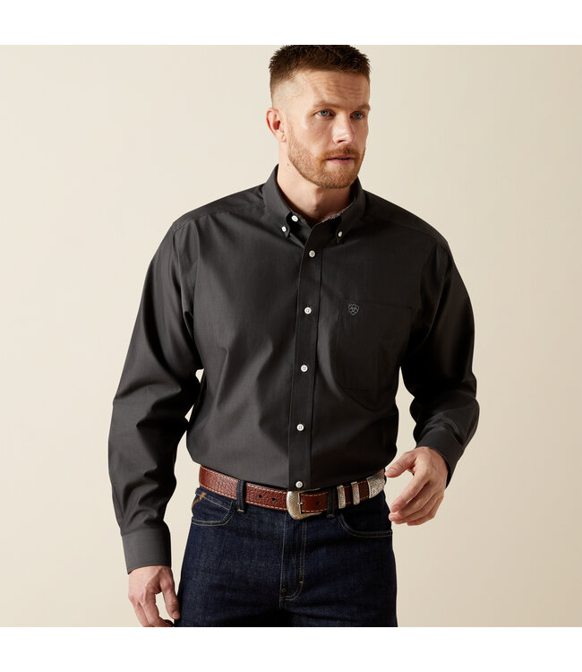 10065843 Solid Pinpoint Oxford LS Black