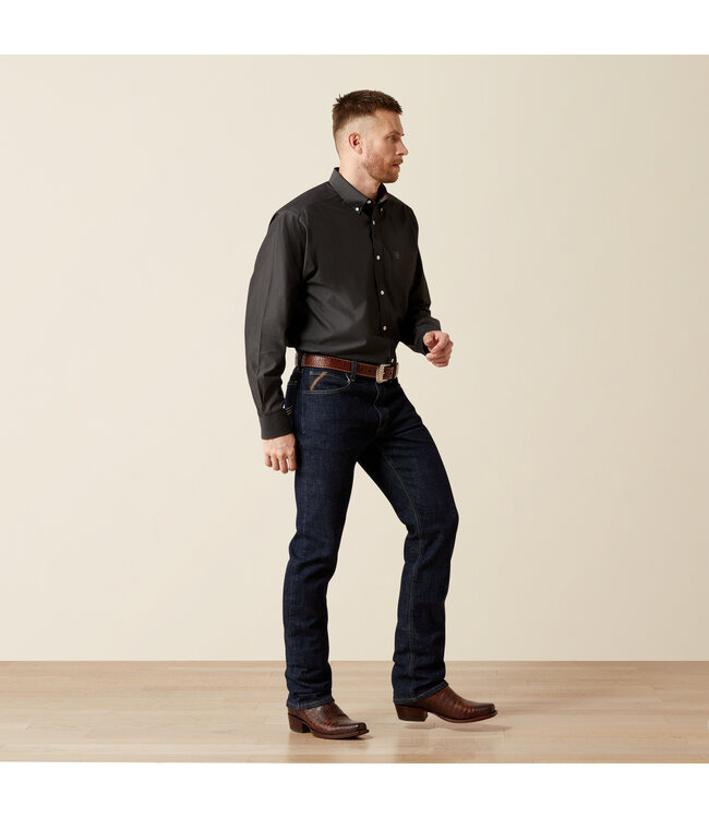 10065843 Solid Pinpoint Oxford LS Black