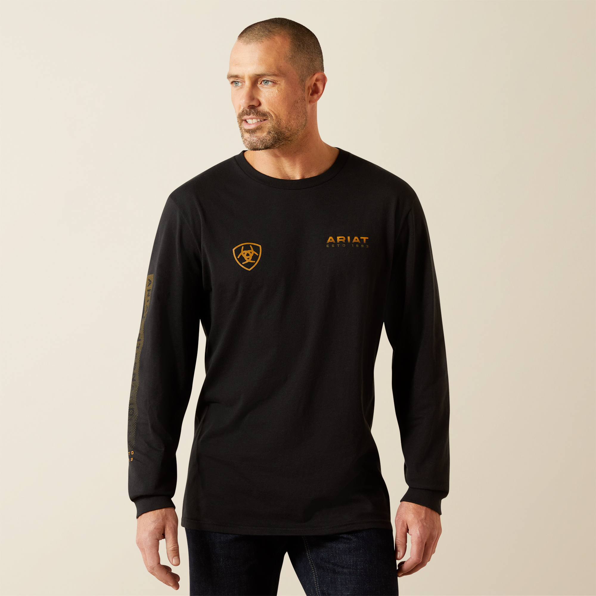 10062415 Clean Stripe LS Tee Black - Diamond T Outfitters