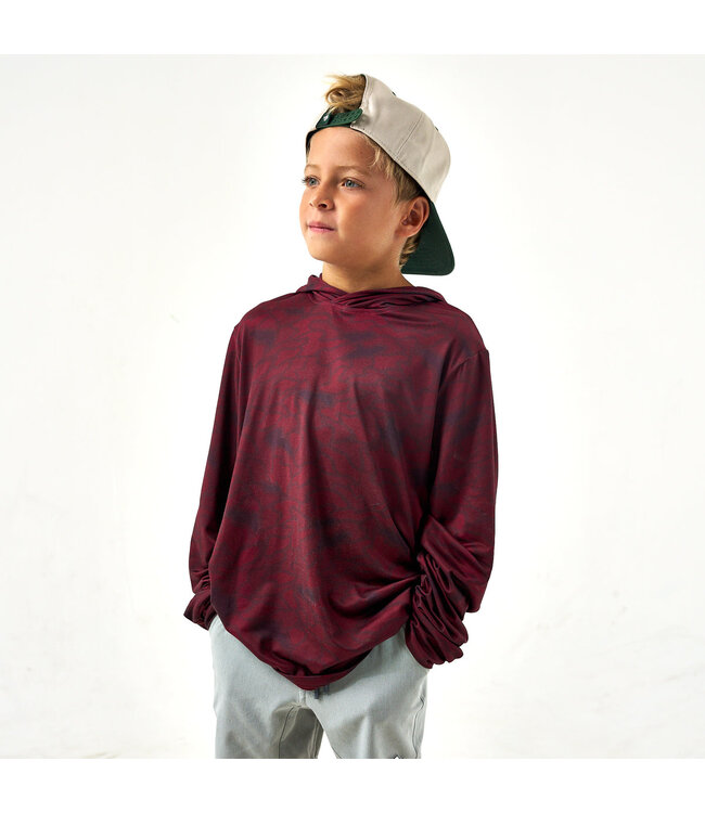 YOUTH PERFORMANCE HOODIE MAROON TEXAS CAMO