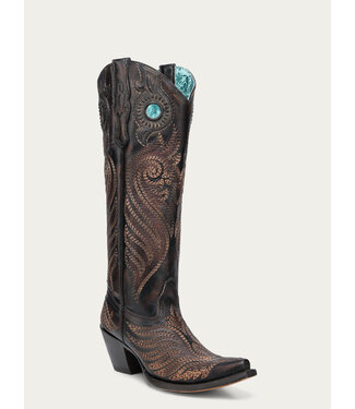 Corral Boot Co A4814 Black Honey Overlay