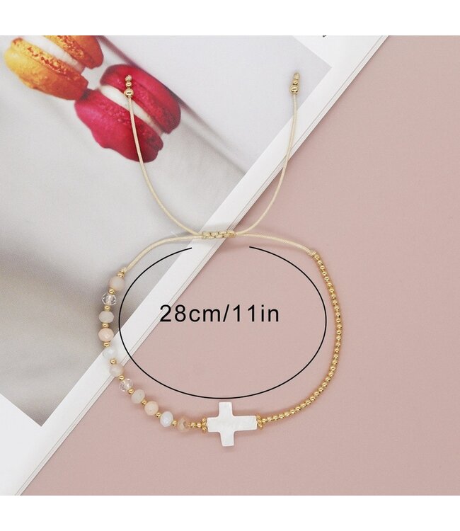 Bohemian Shell Cross Crystal Copper Bead Bracelet