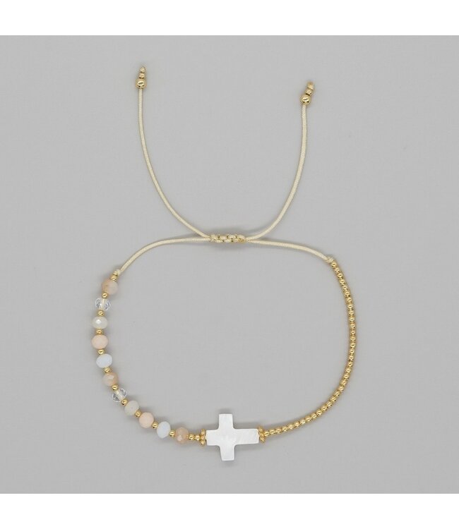 Bohemian Shell Cross Crystal Copper Bead Bracelet