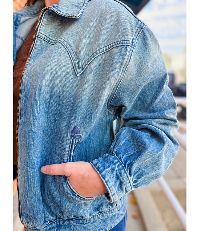 10065931 Ladies Denim Bomber Jacket