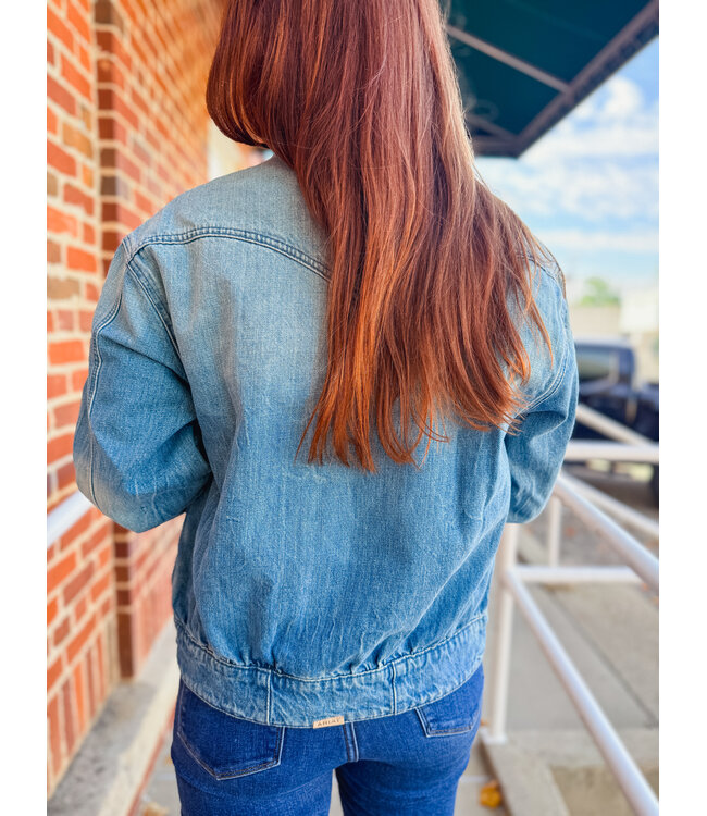 10065931 Ladies Denim Bomber Jacket