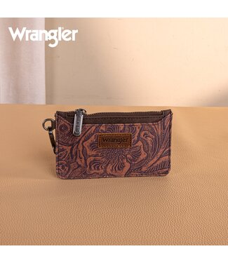 montana west WG227-W075CF Wrangler Vintage Floral Velvet Printed Wristlet - Coffee