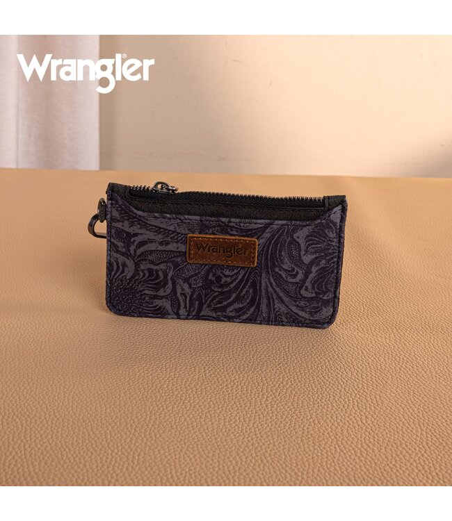 WG227-W075BK Wrangler Vintage Floral Velvet Printed Wristlet - Black