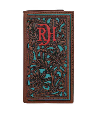 Red Dirt Hat Co RED DIRT HAT CO JUNIOR RODEO WALLET TOOLED W/ TURQUOISE INLAY