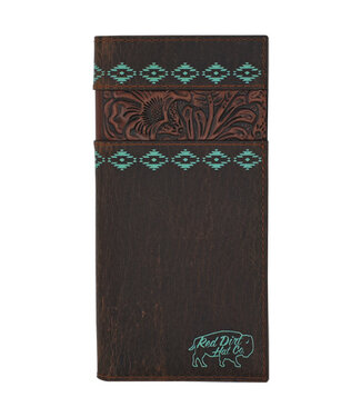 Red Dirt Hat Co RED DIRT RODEO WALLET TOOLED ACCENT W/TURQUOISE DESIGN